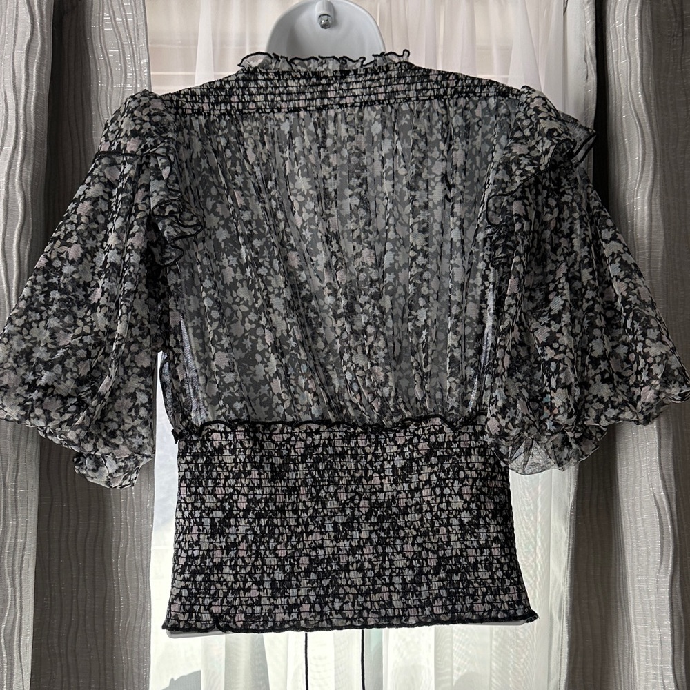 FP Movement by Free People Sheer Black and White Floral Blouse - Picture 3 of 3